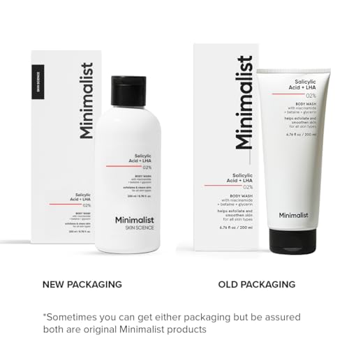 Minimalist Salicylic Acid +LHA 2% Body Wash | Acne Body Wash for Exfoliating, Excess Sweat, Rough & Bumpy Skin | Sulphate (SLS) & Dye Free | Shower Gel For Women & Men | 6.76 Fl Oz / 200 ml