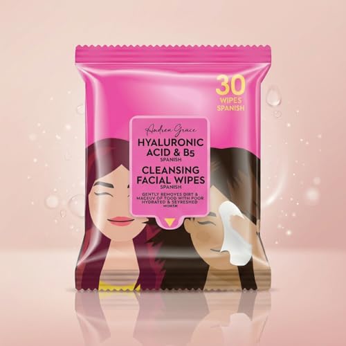 Andrea Grace Cleansing Face Wipes - 4 Pack Makeup Remover with Collagen & Peptides
