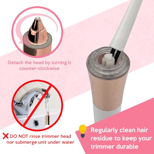 Portable Eyebrow Hair Remover for Women ? Painless, Fast & Precise Flawless Electric Razor & Epilator for Eyebrow, Nose, Ear Hair Removal ? 18K Gold-Plated, 360¡Æ LED Light