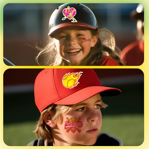 144 Piece Softball Temporary Tattoos Stickers - 16 Styles