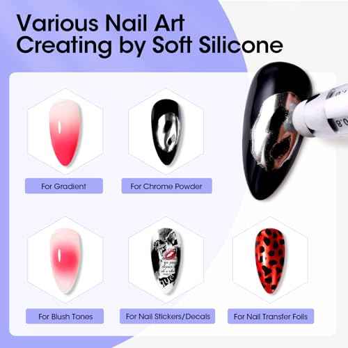 Gellen 5-in-1 Nail Dotting Pen with Ballpoint Pen Design & Nail Rhinestones, Double-end Nail Dotting Tools for Dotting, Gems, Gradient, Chrome Powder, DIY Manicure Home Salon Nail Art Tools