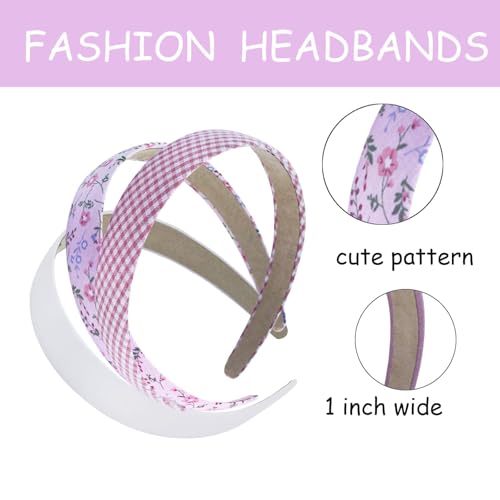 GIYAWA Flower Headbands for Women Non Slip 1 Inch Wide Boho Hair Accessories