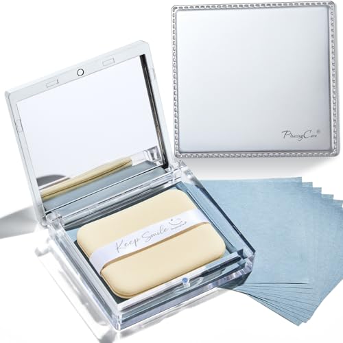 Blotting Papers with Mirror & Puff - 100 Bamboo Charcoal Sheets
