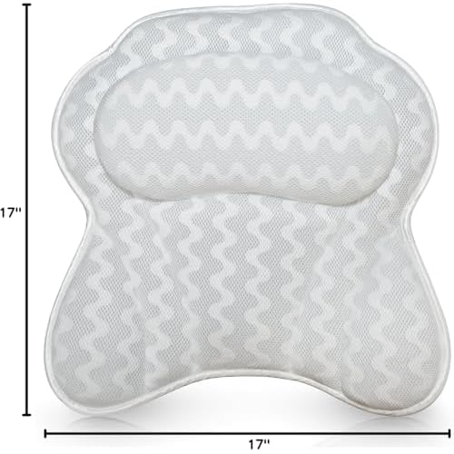 Bath Pillow Bathtub Pillow Back Neck Support Pillow, Spa Cushion for Tub, Relaxing Headrest Bath Pillow, Portable Washable Bathtub Accessories with 3D Air Mesh Thick Soft Bath Pillow (Deluxe)