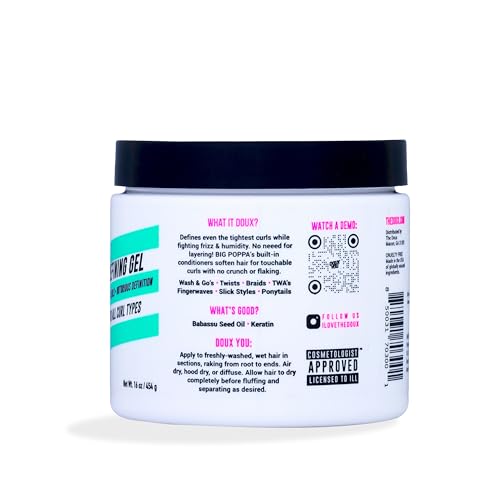 The Doux Big Poppa Curl Defining Gel - Anti-Frizz Flex Hold Gel (12 oz)