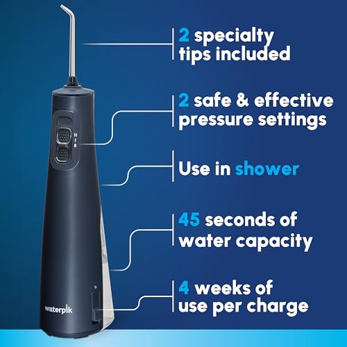 Waterpik Cordless Pulse Portable Water Flosser with Rechargeable Battery, Shower Use, Blue