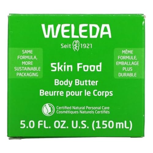 Weleda Skin Food Body Butter 5 Fluid Ounce, Sustainable Glass Jar, Plant Rich Hydrating Moisturizer with Shea and Cocoa Butter, Sweet Almond Oil and Pansy