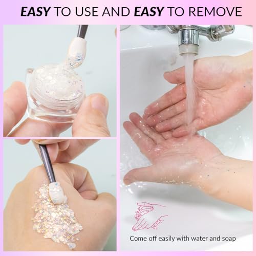 Estanoite Body & Face Glitter Gel - 20 Vibrant Colors, Long-Lasting, No Glue Needed