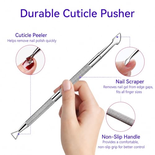 Makartt Reusable Gel Nail Polish Remover Clips Set with Cuticle Pusher