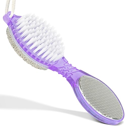 Purple 4-in-1 Pedicure Paddle Kit with Pumice Stone, Nail Brush & File