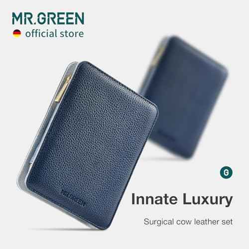 MR.GREEN Innate Luxury Manicure Set Surgical Grade Scissors Stainless nail clipper Kit full grain cow leather package Pedicure (9 in 1 Manicure Set)