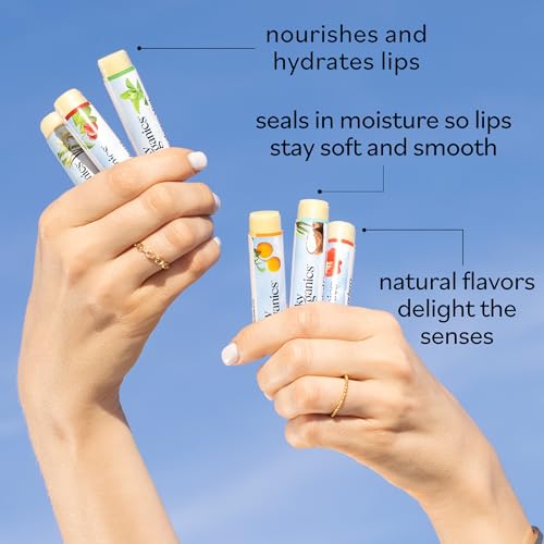 Sky Organics Organic Lip Balm with Beeswax and a Rich Nourishing Blend of Plant Oils, Moisturizing Lips Balms to Lock In Moisture and Keep Lips Feeling Soft and Smooth, Six Assorted Flavors, 6pk.