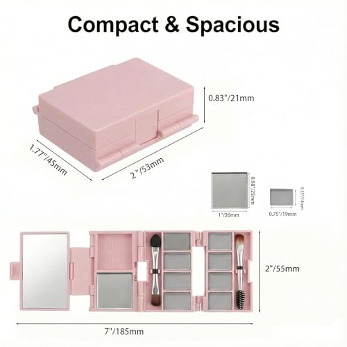 Mini Foldable Magnetic Makeup Palette - 2-Pack with Mirror & 10 Pans