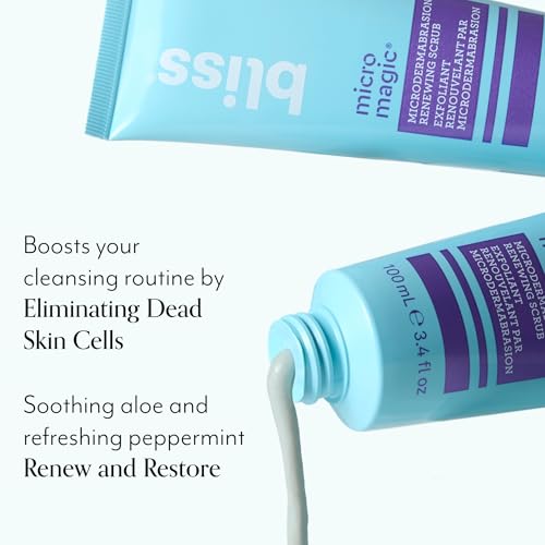 Bliss Facial Trio ? Micro Magic Skin-Refining Face Scrub (Packaging May Vary), Mighty Marshmallow Brightening Mask & Glow and Hydrate Serum - Exfoliating and Hydrating Skincare Routine