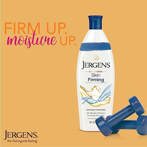 Jergens Skin Firming Body Lotion, Dry Skin Moisturizer with Collagen and Elastin, Deep Moisture, Dermatologist Tested, White 8 Ounces (Pk of 2)