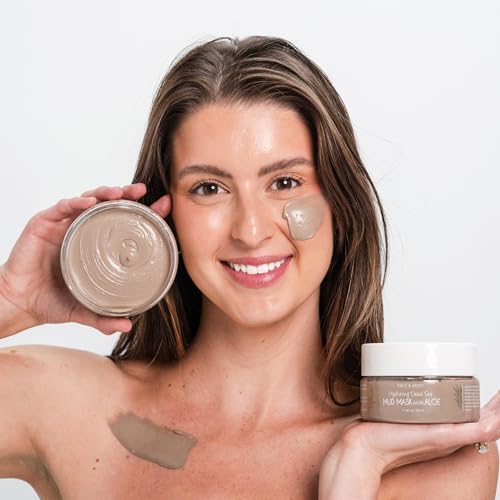 Deluvia Hydrating Dead Sea Mud Mask with Aloe for Face and Body, Gentle Exfoliation, Acne Treatment (11oz)