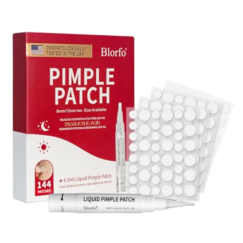 Pimple Patches for Face ? Hydrocolloid Acne Patches Set with 4.5ml Liquid Pimple Patch,with Tea Tree, Salicylic Acid 2 Sizes (9mm & 12mm) for Day & Night Skincare | 144 count