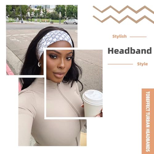 Tobeffect 8-Pack Turban Headbands for Women - Boho Stretchy Hairbands