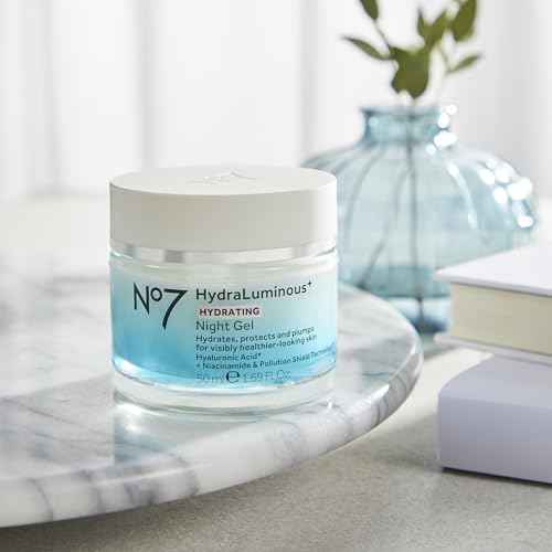 No7 HydraLuminous+ Hydrating Night Gel Moisturizer - Hyaluronic Acid and Vitamin B3 Niacinamide Face Moisturizer to Hydrate, Protect & Refresh Skin - Supports Skin Barrier Repair (1.69 Fl Oz)
