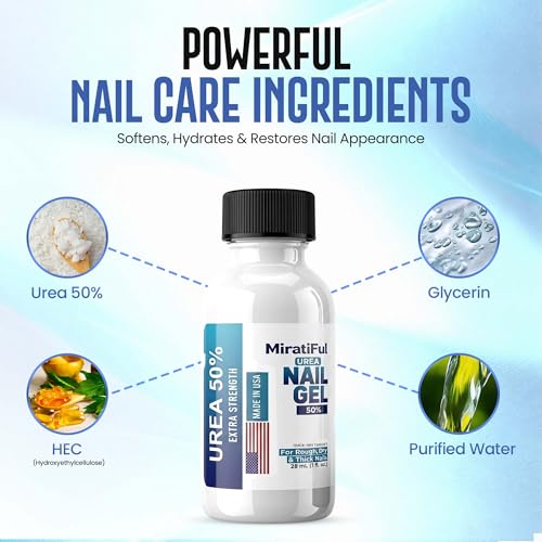 Miratiful Urea 50% Nail Gel for Thick Toenails & Calluses with Brush Applicator