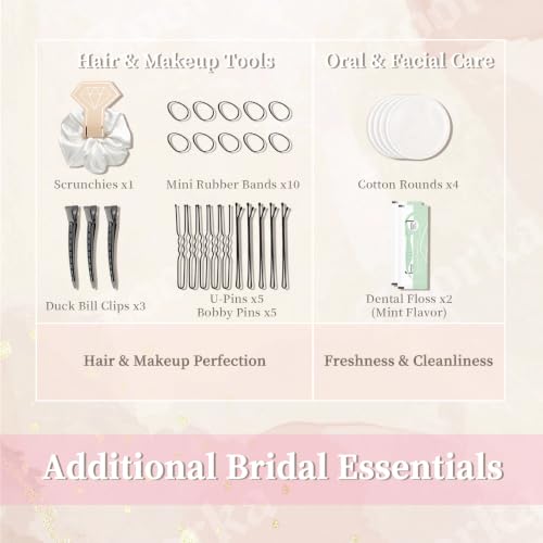 Bridal Emergency Kit, 60+ Pcs Wedding Day Essentials with Cosmetic Bag