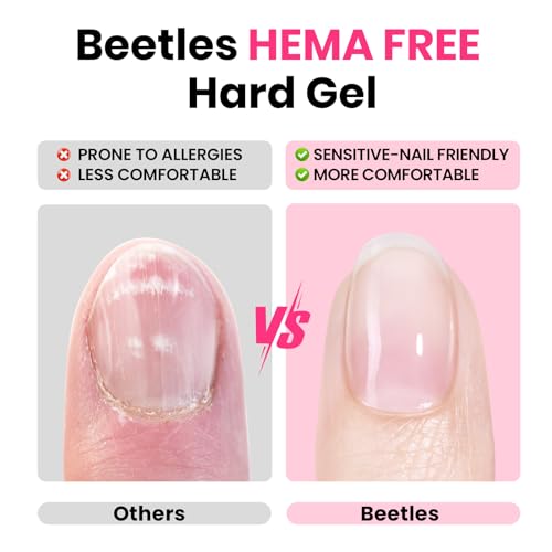 Beetles HEMA-Free Hard Gel for Nails - Clear & Jelly Pink, 2 Pcs with Nail Brush