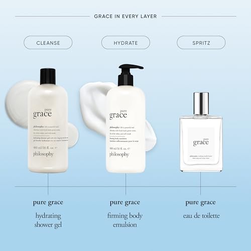 philosophy pure grace hydrating bath & shower gel - efficiently cleanses, soothes & comforts dry skin - vegan & cruelty free formula