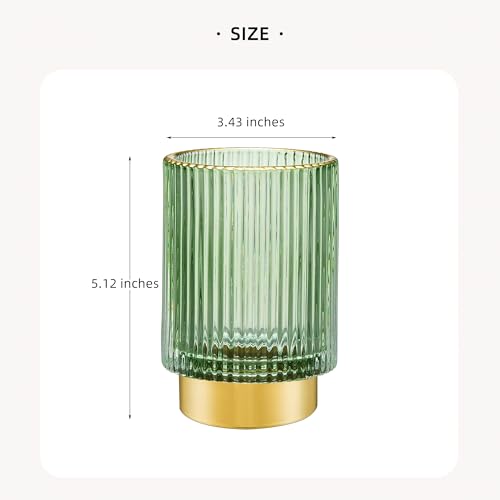 Vintage Glass Makeup Brush Holder with Gold Metal Base