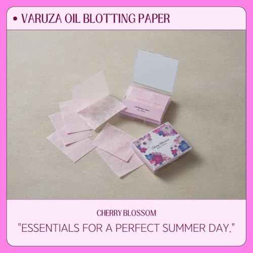 [100 Counts + Mirror Case] Cherry Blossom Natural Oil Blotting Paper for Face Korean with Mirror Case