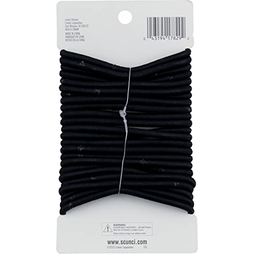 Scunci 1782903a048 Black No Damage Thin Elastics 24 Count
