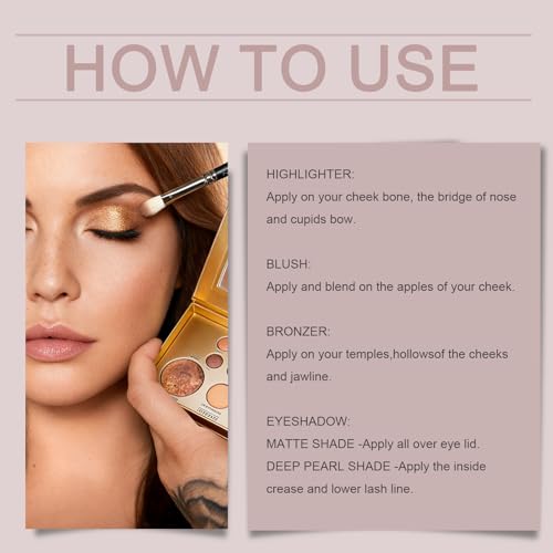 Baked Makeup Palette with Bronzer, Highlighter & Blush