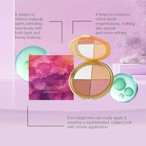Domality 4-in-1 Eye & Cheek Makeup Palette with Highlighter & Contour