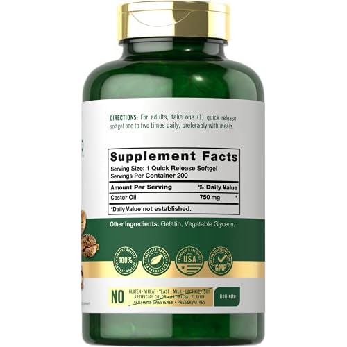 Carlyle Castor Oil 750mg | 200 Softgels | Traditional Herb | Non-GMO, Gluten Free Supplement