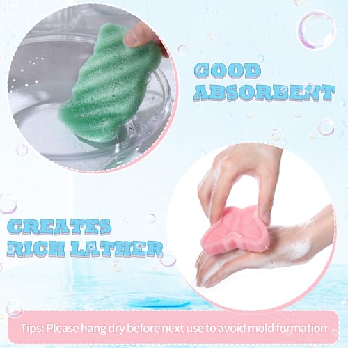 Sunnyray 12 Pcs Konjac Boy and Girl Sponge for Bathing, Bath Sponges for Infants, Bath Sponges Home Party, Natural and Safe Plant Based Toys, Butterfly, Ladybug, Shell, Cat (10 Styles)