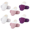 3 Pairs 6 Pairs Warm Fuzzy House Slippers for Women Size 7-8 8-9 with Thick Anti-slip Soles Winter Fluffy Indoor Outdoor Knit Plush Soft Slipper Shoes Pink Purple White