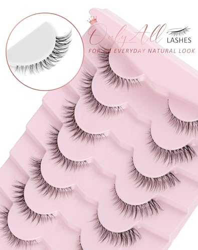 Onlyall Natural Wispy False Eyelashes 12mm Clear Band H24