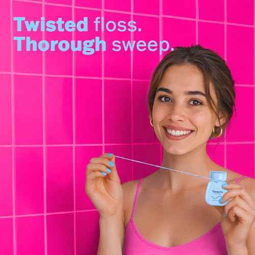 Twist Woven Dental Floss, Two-Tone Color-Tint Fibers for Visible Plaque Tracking, Braided & Shred-Resistant, Smooth Glide, Gentle on Gums, Mint + Xylitol Freshness, 3-Pack (33 yd Each)
