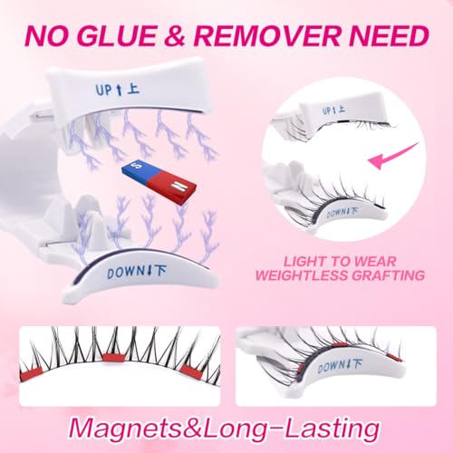 Magnetic Eyelashes Kit 2 Pairs with Applicator | Waterproof Reusable