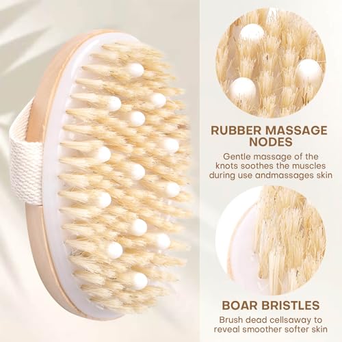 2 Pack Dry Brushing Body Brush with Natural Bristles