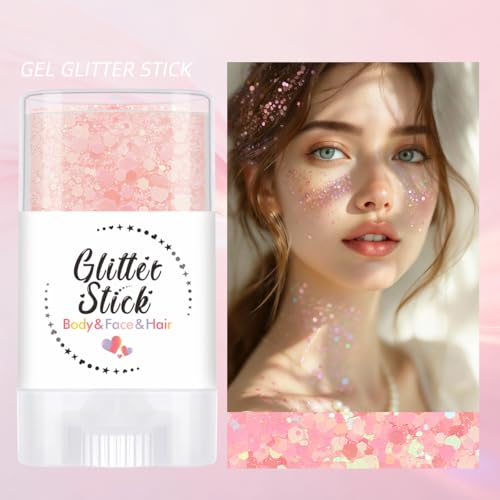 Body Glitter Stick - Pink & Purple Chunky Sparkle, 2 Pack