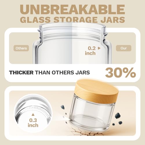 2oz Glass Jar with Wood Lid, 6 Pack - Clear Cosmetic Containers