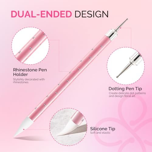 MelodySusie 5Pc Nail Art Brush Set with Dotting Pens & Sculpting Tools