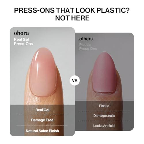 ohora Gel Press On Nails Medium Almond Rock Star - Salon Quality, No Damage