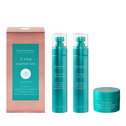 Bioelements 3-Step Starter Set: Sensitive Skin - Includes Cleansing Oil, Soothing Reset Mist Toner & Barrier Fix Daily Hydrator Moisturizer