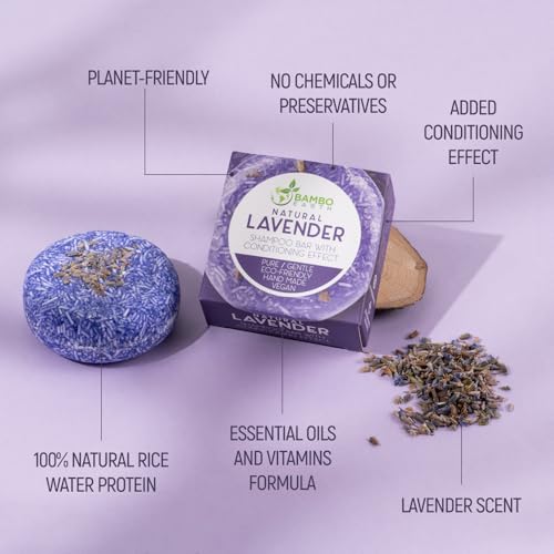 Solid Shampoo Bar And Conditioner Effect Hair Soap ? 12 Pack Natural Shampoo Bars For Hair With Plant Based Essential Oils And Eco Friendly Zero Waste Biodegradable Packaging (Lavender Pack Of 12)