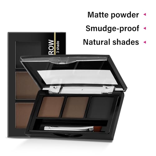 3-Color Eyebrow Powder Palette with Brush Applicator
