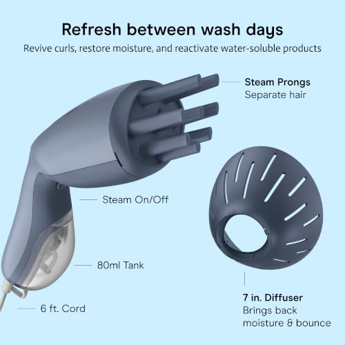 Conair Hair Steamer for Curly Textured Hair with Diffuser Attachment - Portable