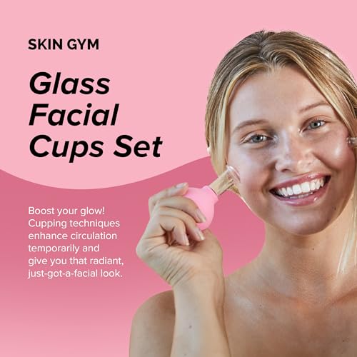 Skin Gym Facial Cupping Set, Glass Face Cupping Tool for Massage Therapy, Sculpting, & Toning Chin, Jawline & Neck, 2 Piece
