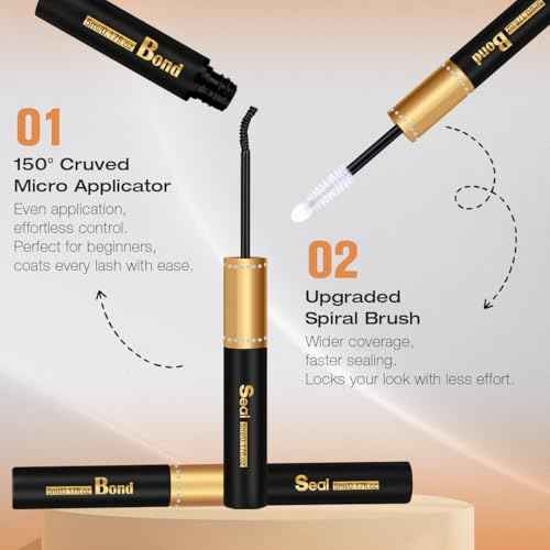 Kiromiro Lash Bond and Seal Black lash Glue for DIY Cluster Eyelash Extensions, Strong Hold, Smuge-proof, Long Lasting Cluster Lashes Adhesive Latex-Free