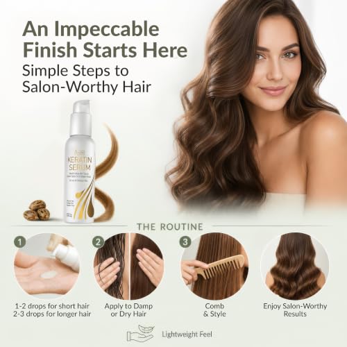 VITAMINS Hair Serum with Keratin, Biotin, Collagen & Castor Oil - Salon-Quality Leave-In Treatment
